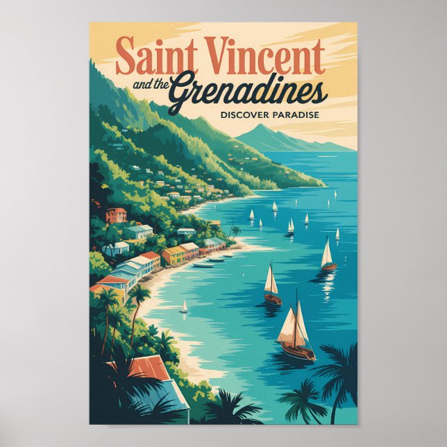St Vincent and the Grenadines Landscape Retro Poster (Front)