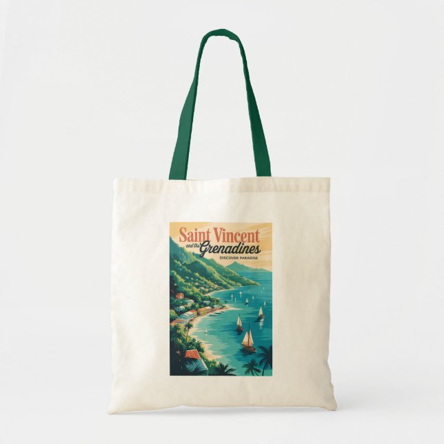 St Vincent and the Grenadines Landscape Retro Tote Bag (Front)
