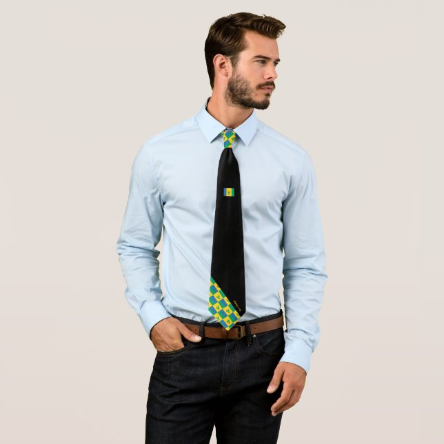 ST VINCENT Christian Scripture John 3:16 BLACK Neck Tie (In Situ)