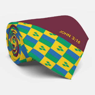 ST VINCENT Christian Scripture John 3:16 Burgundy Neck Tie