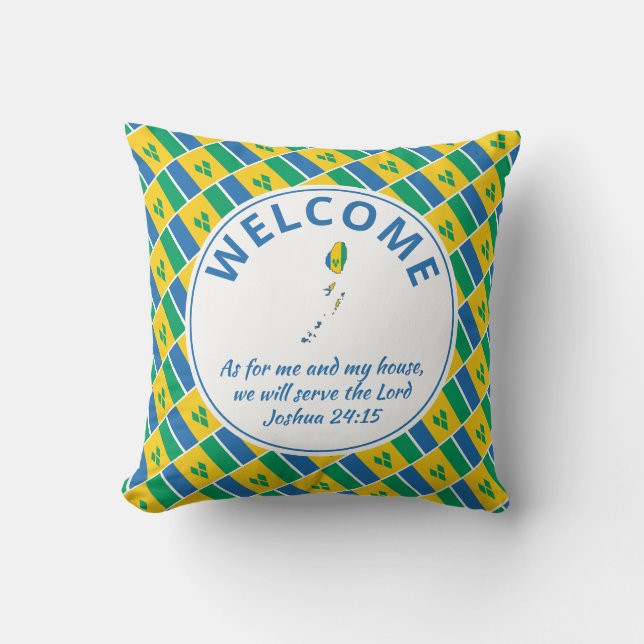 ST VINCENT Custom Christian Welcome Throw Pillow (Front)