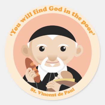 St. Vincent De Paul Classic Round Sticker by happysaints at Zazzle