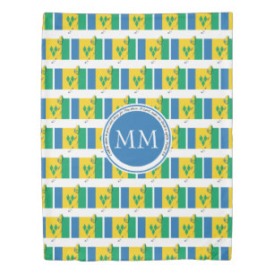 ST VINCENT FLAG Christian Scripture MONOGRAM Duvet Cover