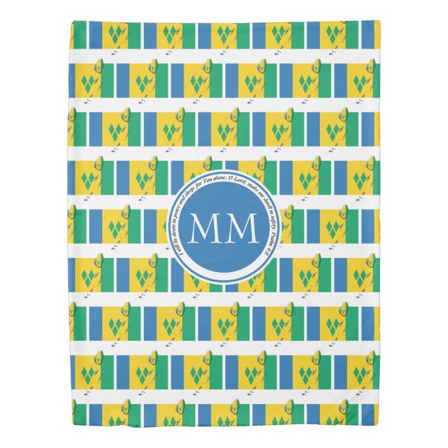 ST VINCENT FLAG | Christian Scripture | MONOGRAM Duvet Cover (Front)