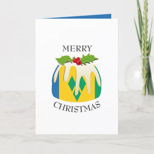 ST VINCENT FLAG  Christmas Pudding  Festive Holiday Card