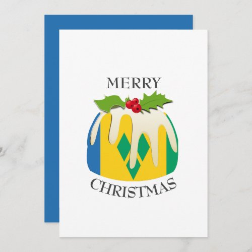 ST VINCENT FLAG  Christmas Pudding  Festive Holiday Card