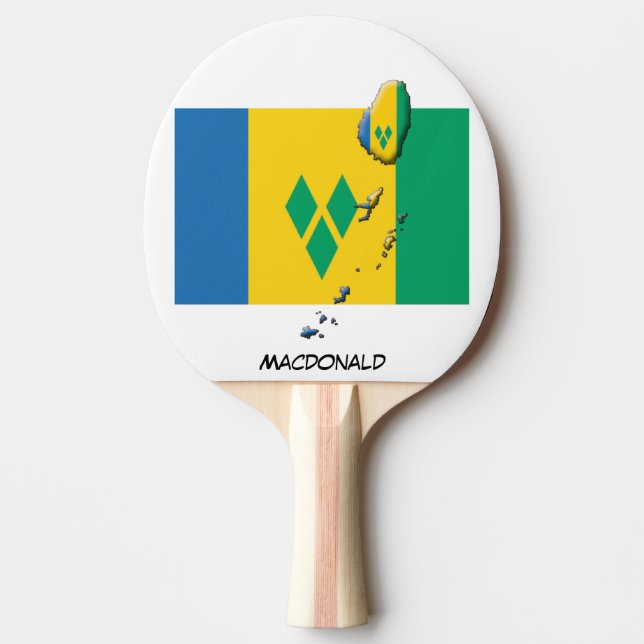 ST VINCENT FLAG & MAP Personalized Ping Pong Paddle (Front)