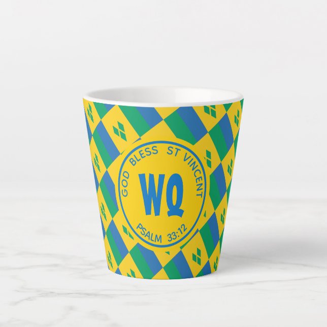 ST VINCENT FLAG Patriotic Customizable Yellow Latte Mug (Front)