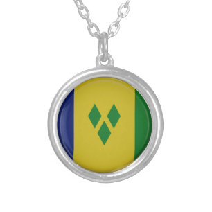 St Vincent flag Silver Plated Necklace