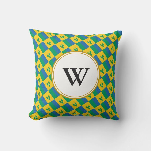 ST VINCENT GRENADINES  Blessed Nation Monogram Throw Pillow (Front)