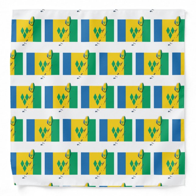 ST VINCENT GRENADINES Flag Map Bandana (Front)