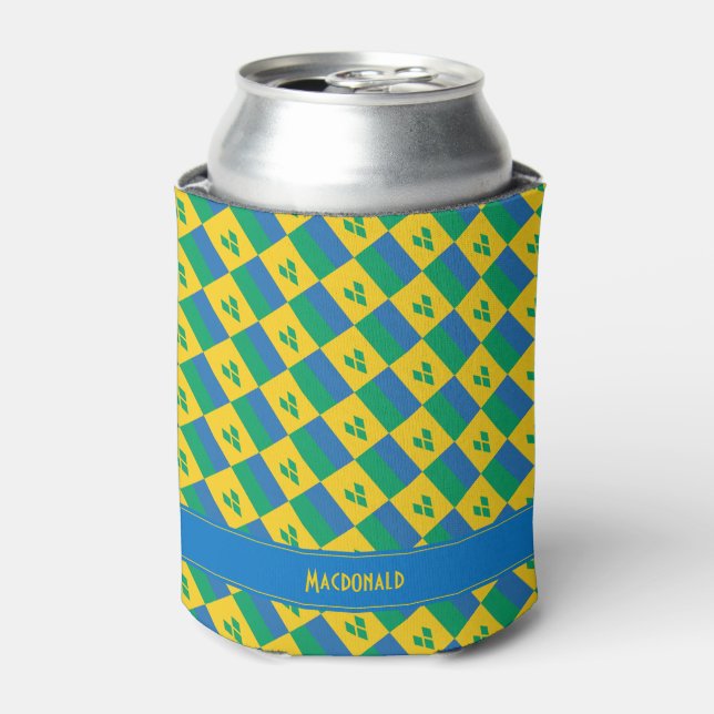ST VINCENT GRENADINES Flag Personalized Can Cooler (Can Front)