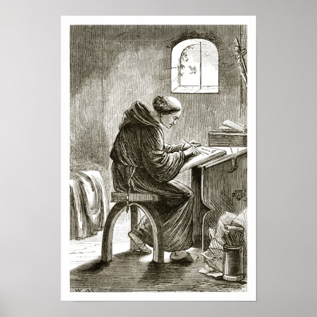 St. Vincent writing in his cell at Ferins, from 'T Poster (Front)