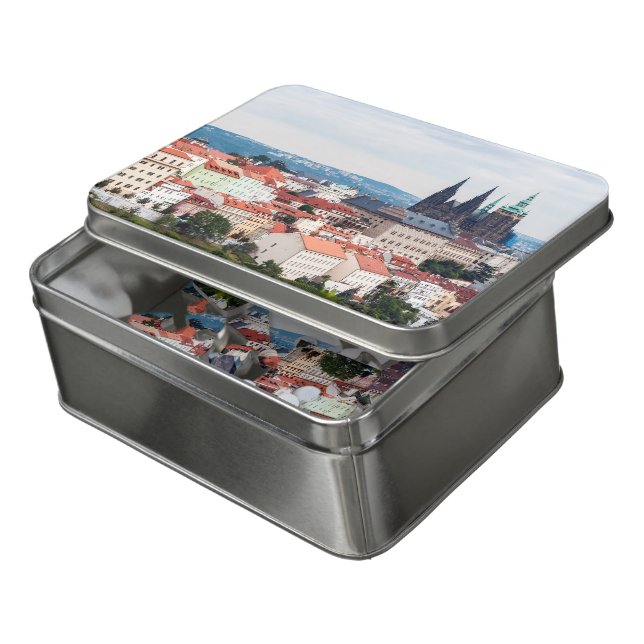 St. Vitus Cathedral and Prague Cityscape - Czech R Jigsaw Puzzle (Lid Open)