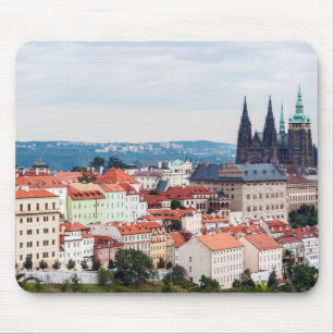 St. Vitus Cathedral and Prague Cityscape - Czech R Mouse Pad