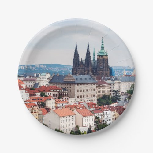 St Vitus Cathedral and Prague Cityscape _ Czech R Paper Plates