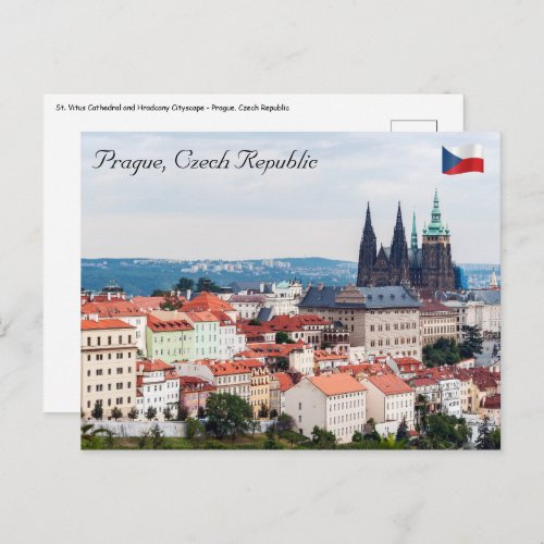 St Vitus Cathedral and Prague Cityscape _ Czech R Postcard