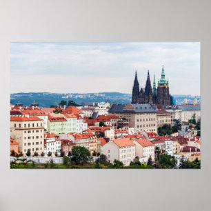 St. Vitus Cathedral and Prague Cityscape - Czech R Poster