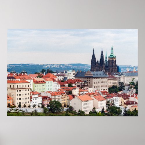 St Vitus Cathedral and Prague Cityscape _ Czech R Poster