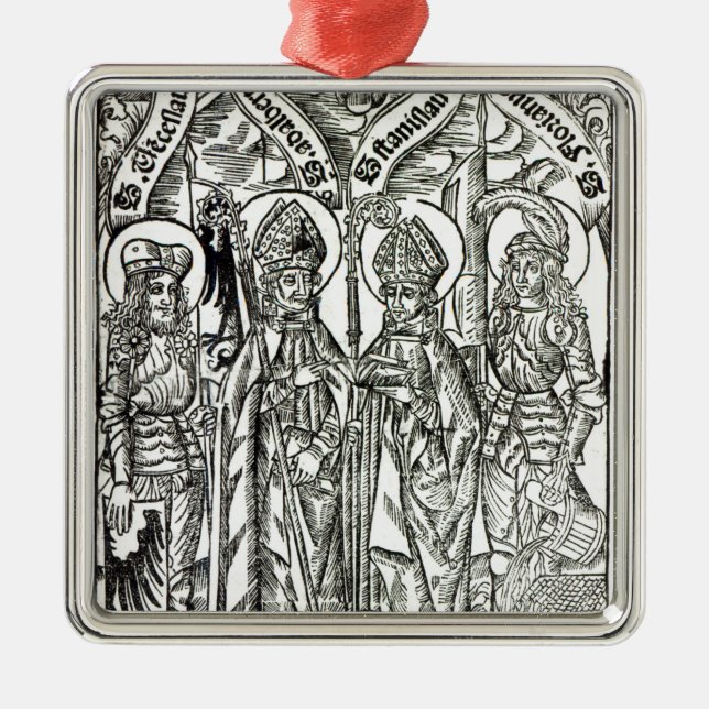St. Wenceslaus, Adalbert,Stanislaus St. Florian Metal Ornament (Front)