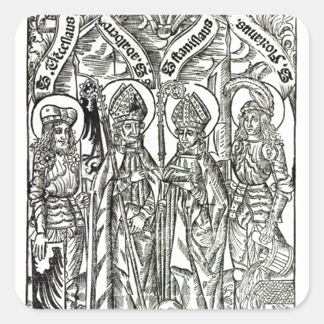 St. Wenceslaus, Adalbert,Stanislaus St. Florian Square Sticker (Front)