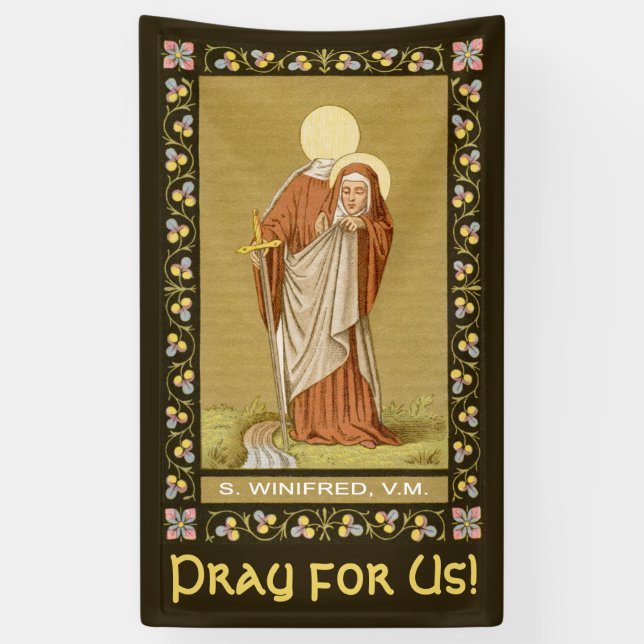 St. Winifred of Wales (P 002) Banner (Vertical)
