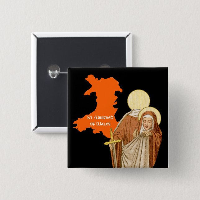 St. Winifred of Wales (P 002) Button (Front & Back)