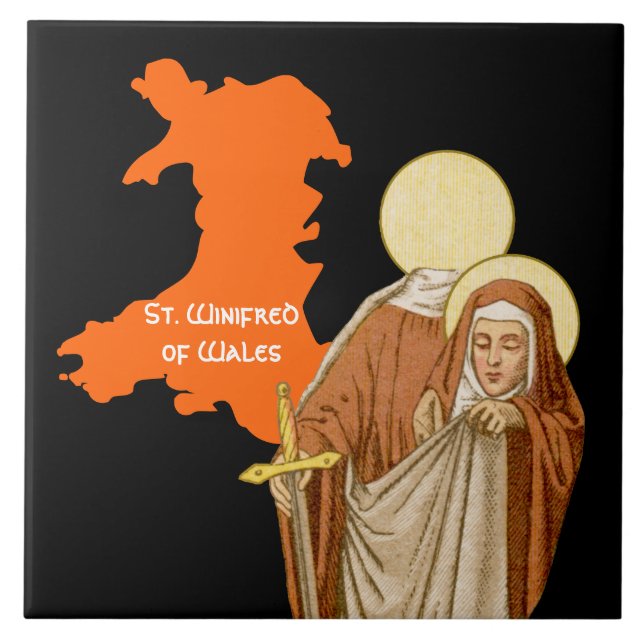 St. Winifred of Wales (P 002) Ceramic Tile (Front)