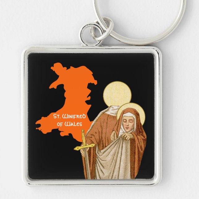 St. Winifred of Wales (P 002) Keychain (Front)