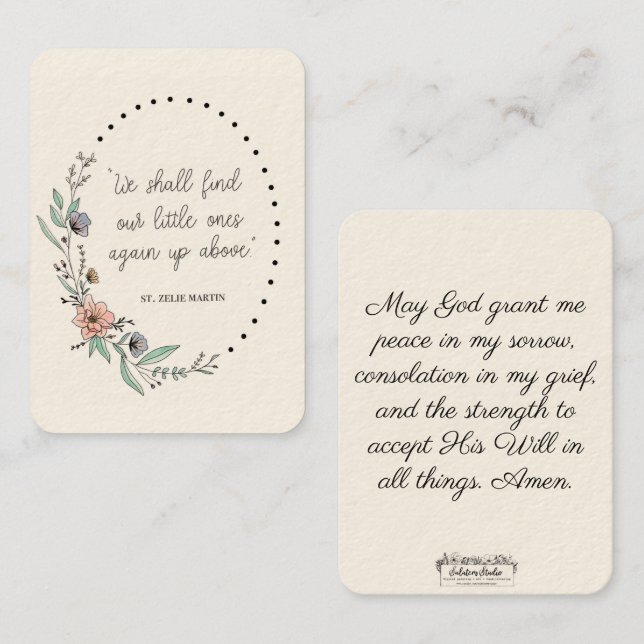 St. Zelie Martin Consolation Miscarriage Holy Card (Front/Back)