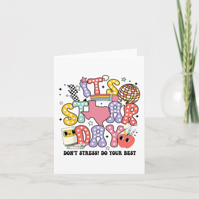 Staar Day Dont Stress Do Your Best Test Day Groovy Card (Front)