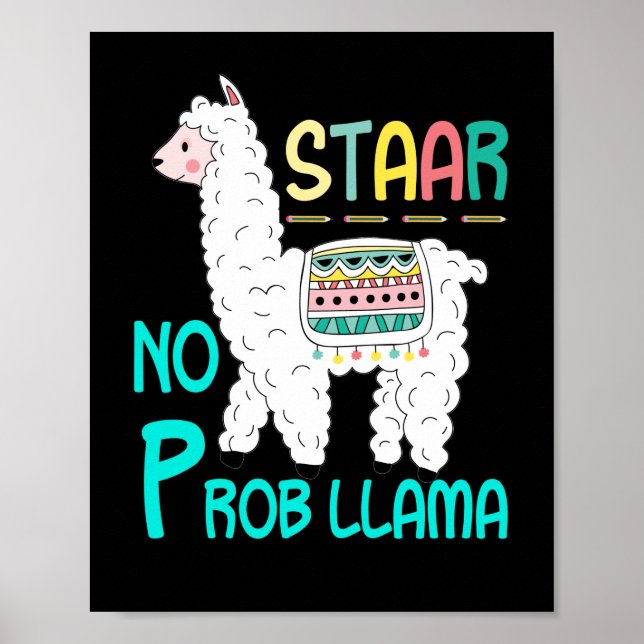 STAAR Test No Prob Llama Teacher Exam Testing Poster (Front)