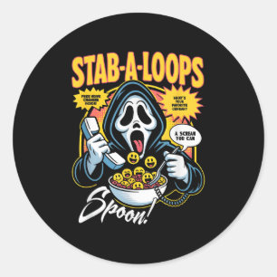 Stab-a-loops Horror Cereal Box Halloween Classic Round Sticker