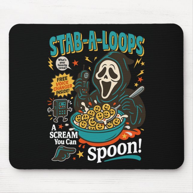 Stab-a-loops Horror Cereal Box Halloween Killer Br Mouse Pad (Front)