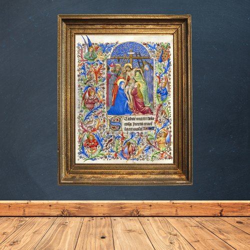 Stabat Mater Dolorosa Crucifix Medieval Manuscript Poster