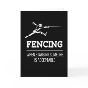 Stabbing Someone Fencing Fencer Epee Card
