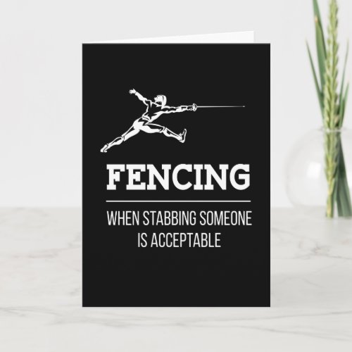 Stabbing Someone Fencing Fencer Epee Card