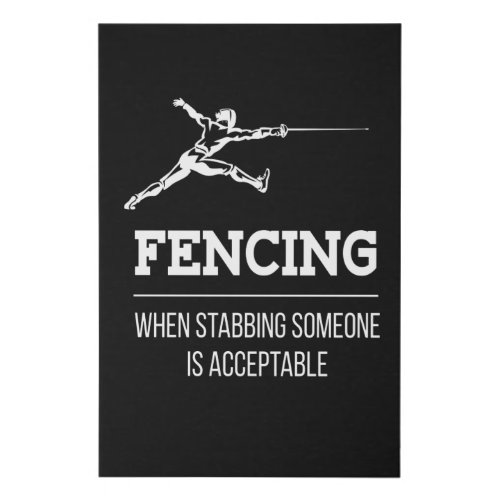Stabbing Someone Fencing Fencer Epee Faux Canvas Print