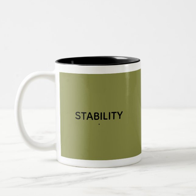 Stability Calm Olive Green Motivational Minimal  Two-Tone Coffee Mug (Left)