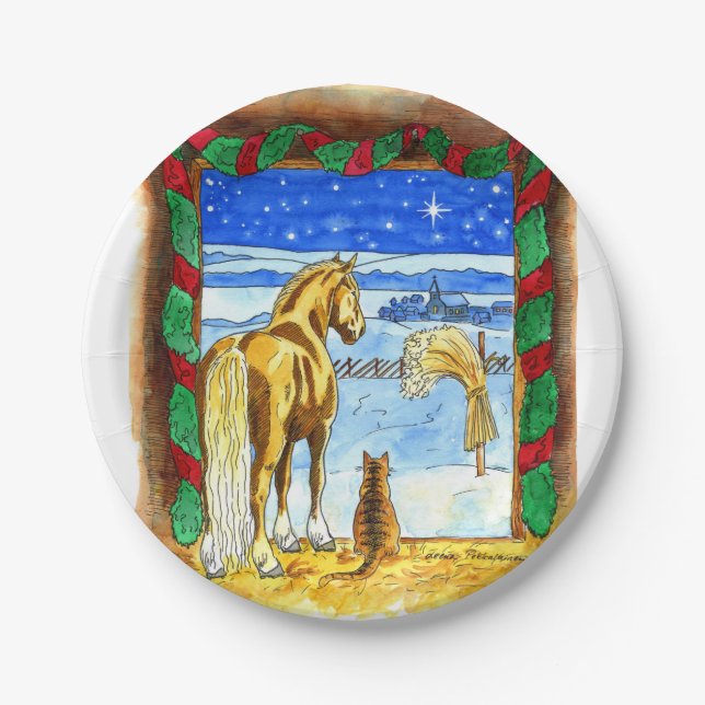 Stable Christmas Paper Plates (Front)