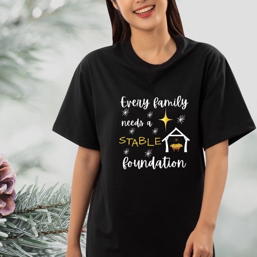 Stable Foundation Christian Christmas Jesus Manger T_Shirt