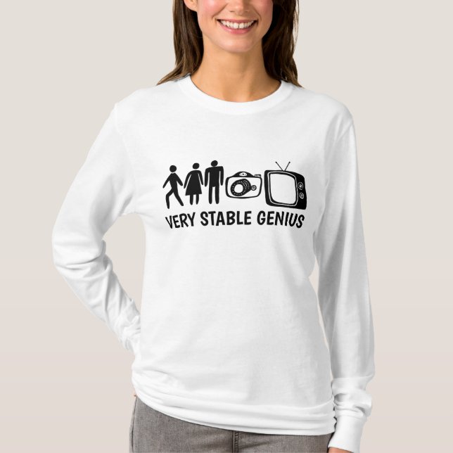 STABLE GENIUS Person Woman Man Camera TV T-Shirt (Front)