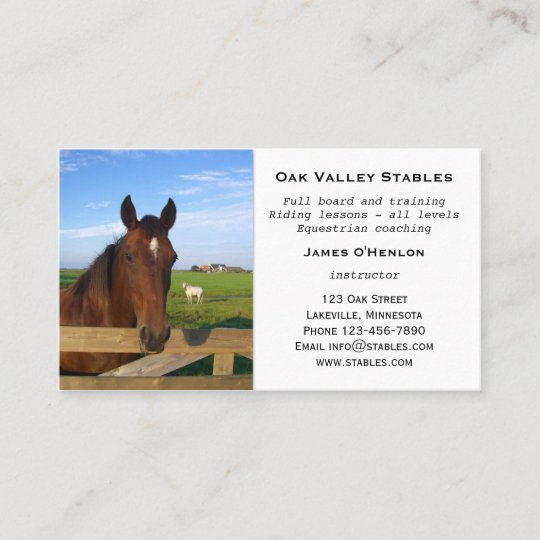 Stables Horse Riding Lessons Business Card