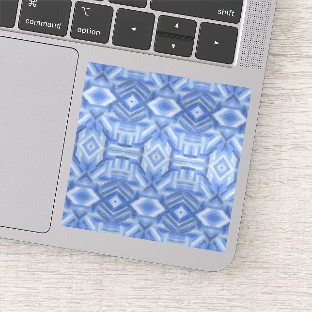 Staccato Blue Abstract Soft Pastel Art Sticker (Detail)