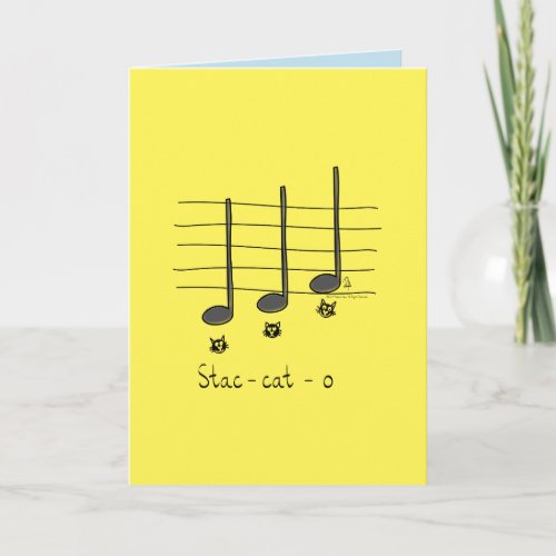 Staccato _ Cat Music Pun Greeting Card