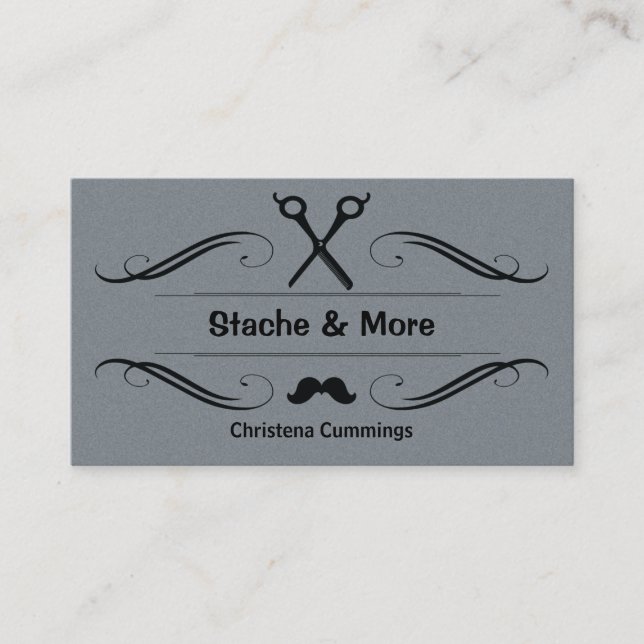 Stache And More Barbershop Business Card (Front)