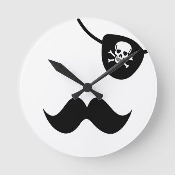 Stache And Patch Round Clock by iiphotoArt at Zazzle