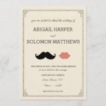 stache + kiss — Mustache & Lips Wedding Invitation