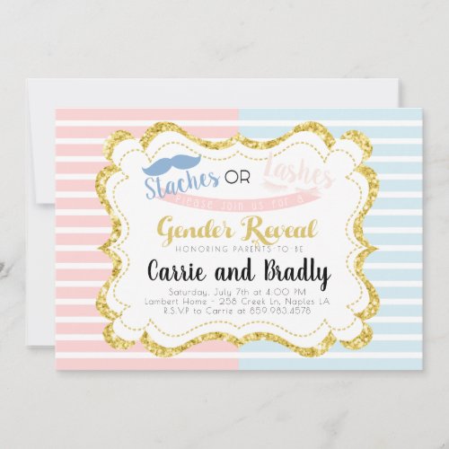 Staches or Lashes Gender Reveal Invitation