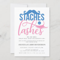 Staches or Lashes Gender Reveal Invitation